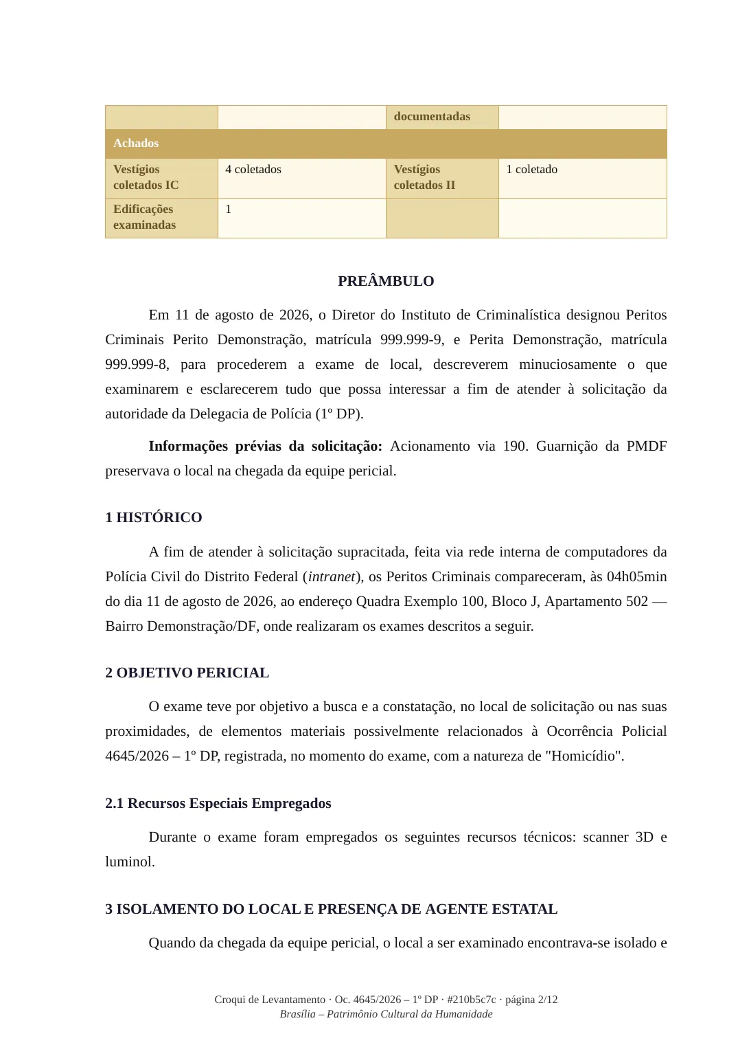 Preâmbulo e histórico já redigidos